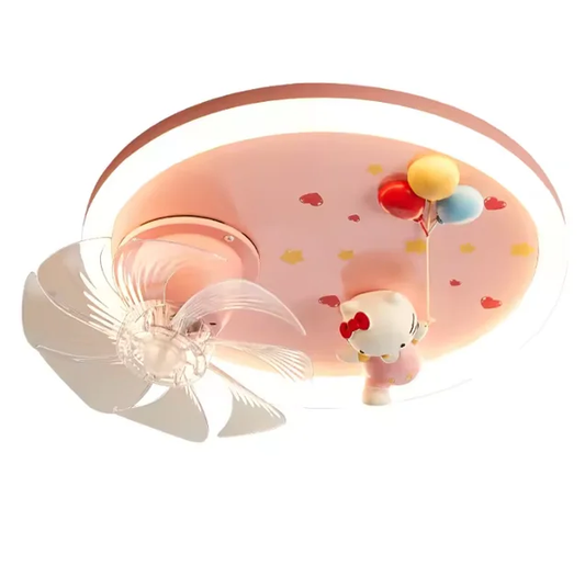 Cute pink cat Ceiling Light with fan