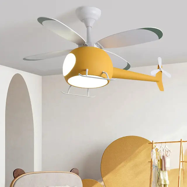 Helicopter shape children ceiling fan with light and remote