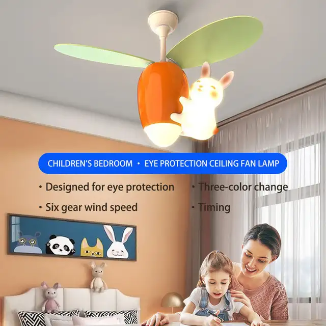 Rabbit Carrot Shape light ceiling lamp with fan