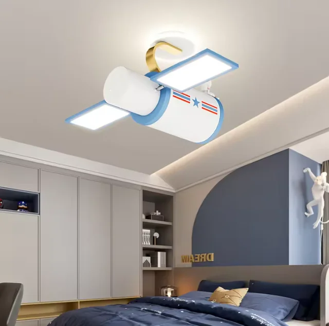 Cartoon plane pendant light , full spectrum children's eye protection ceiling light