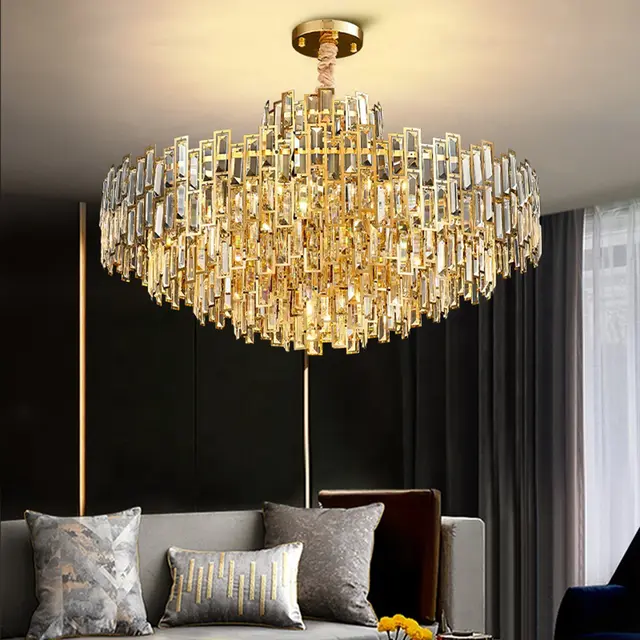 Gold crystal chandelier pendant lights