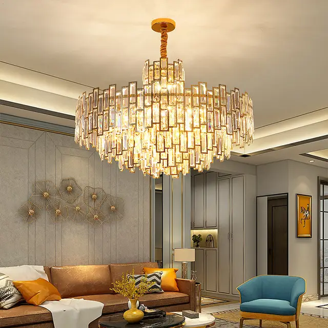 Gold crystal chandelier pendant lights