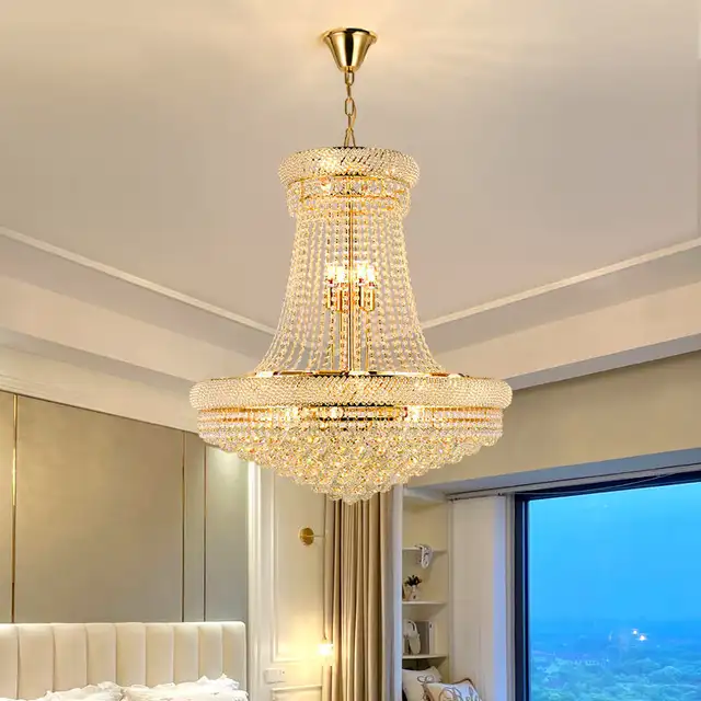 Luxury led gold k9 crystal ball chandelier