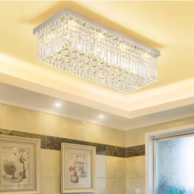 Pendant Light large silver golden Hotel Hall Lighting Dinner Luxury crystal chandeliers