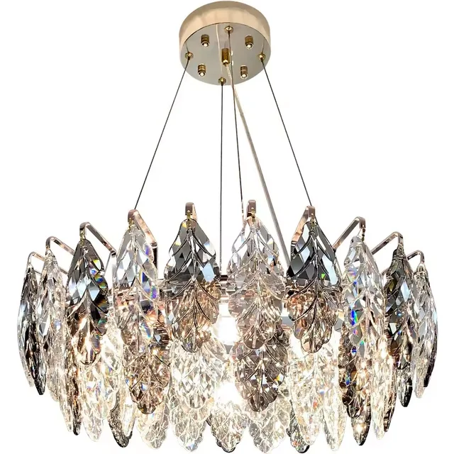 Modern luxury gray crystal leaf chandelier