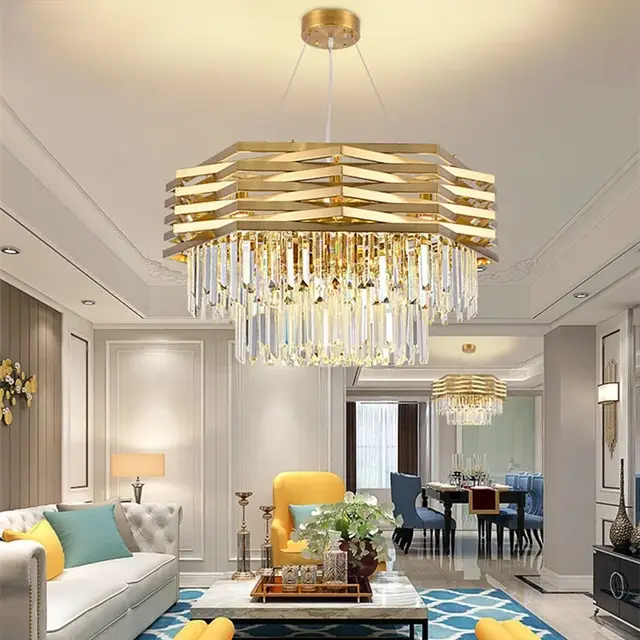 Led Luxury brushed gold pendant light