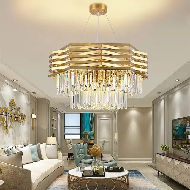 Led Luxury brushed gold pendant light