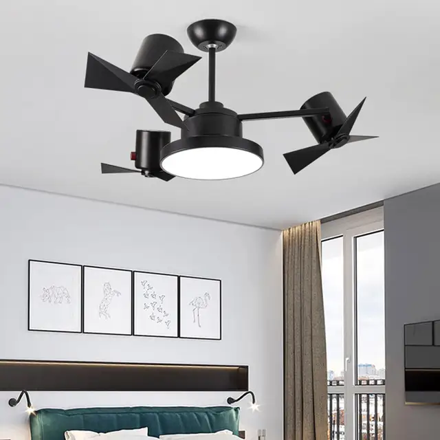 Led Fan Light 3 blade Classic Black Smart remote control ceiling fan with led light