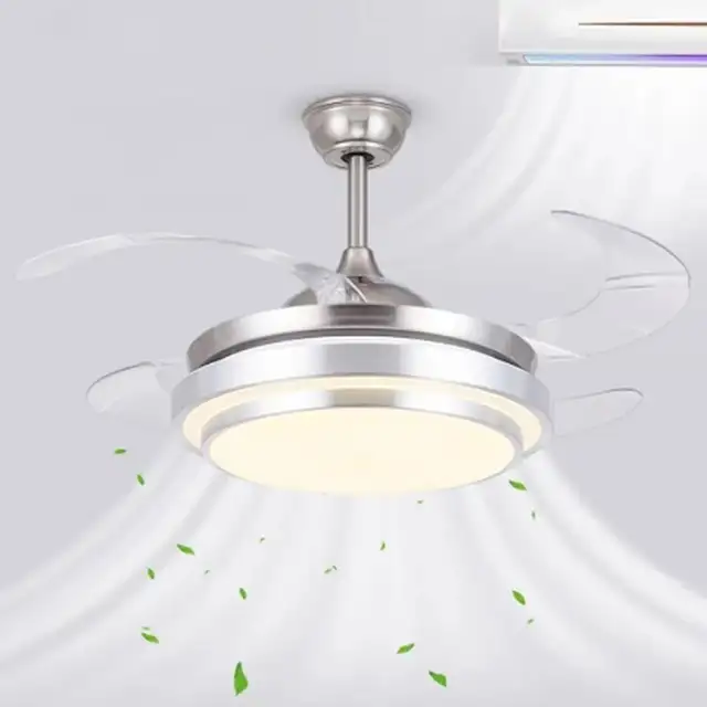 Retractable blade ceiling fan with light bulb