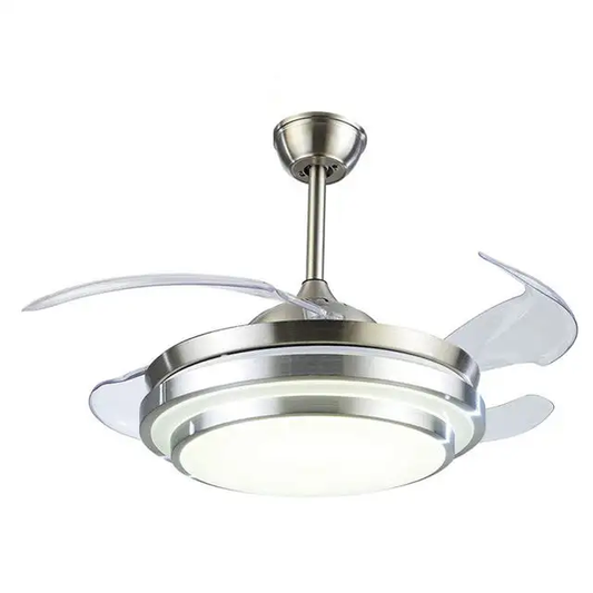 Retractable blade ceiling fan with light bulb