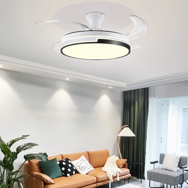 European simple white ceiling fan with led light