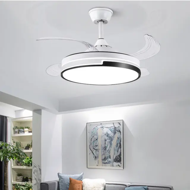 European simple white ceiling fan with led light