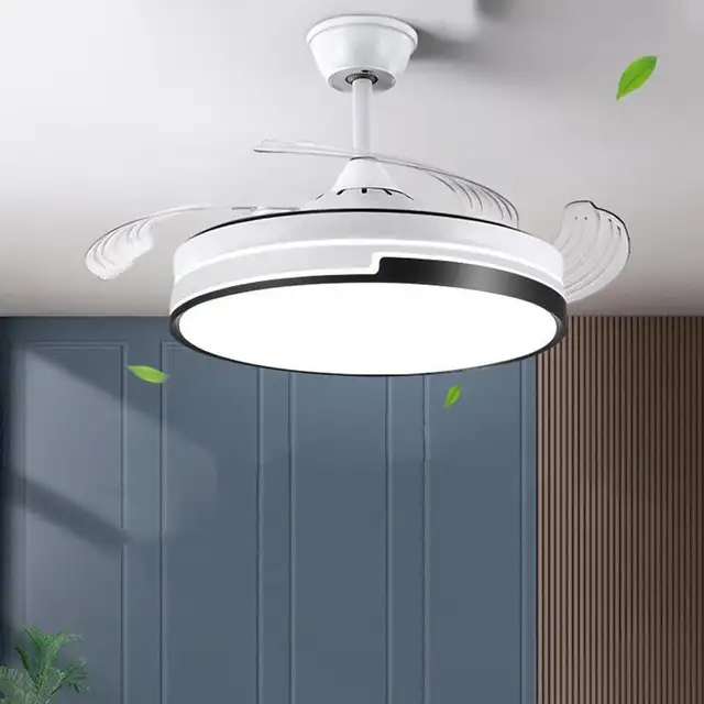 European simple white ceiling fan with led light