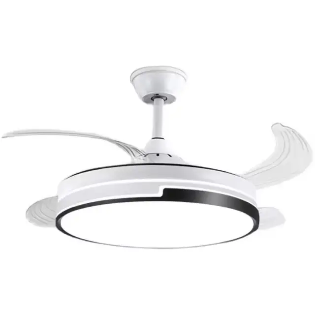 European simple white ceiling fan with led light