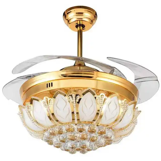 Modern luxury crystal chandelier Ceiling Fan With Led Lights