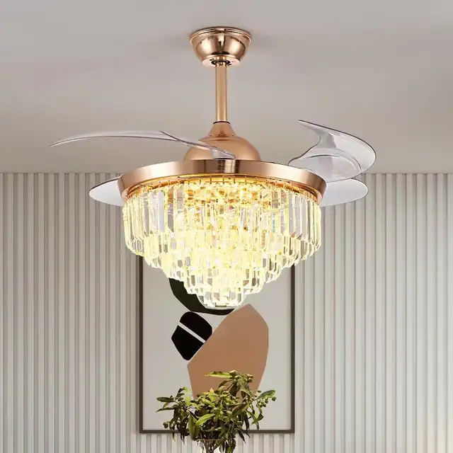 Crystal decorative ceiling fan with light