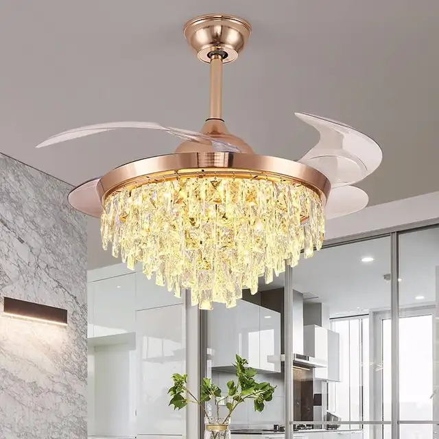 Crystal decorative ceiling fan with light