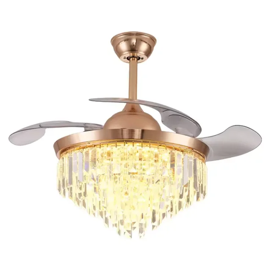 Crystal decorative ceiling fan with light