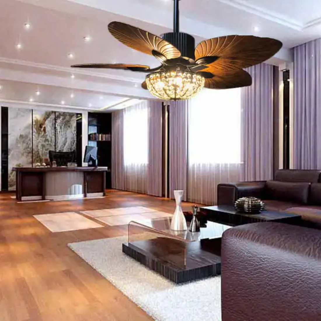 Retro American remote control ceiling fan with led light