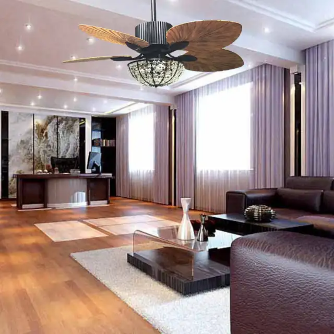 Retro American remote control ceiling fan with led light