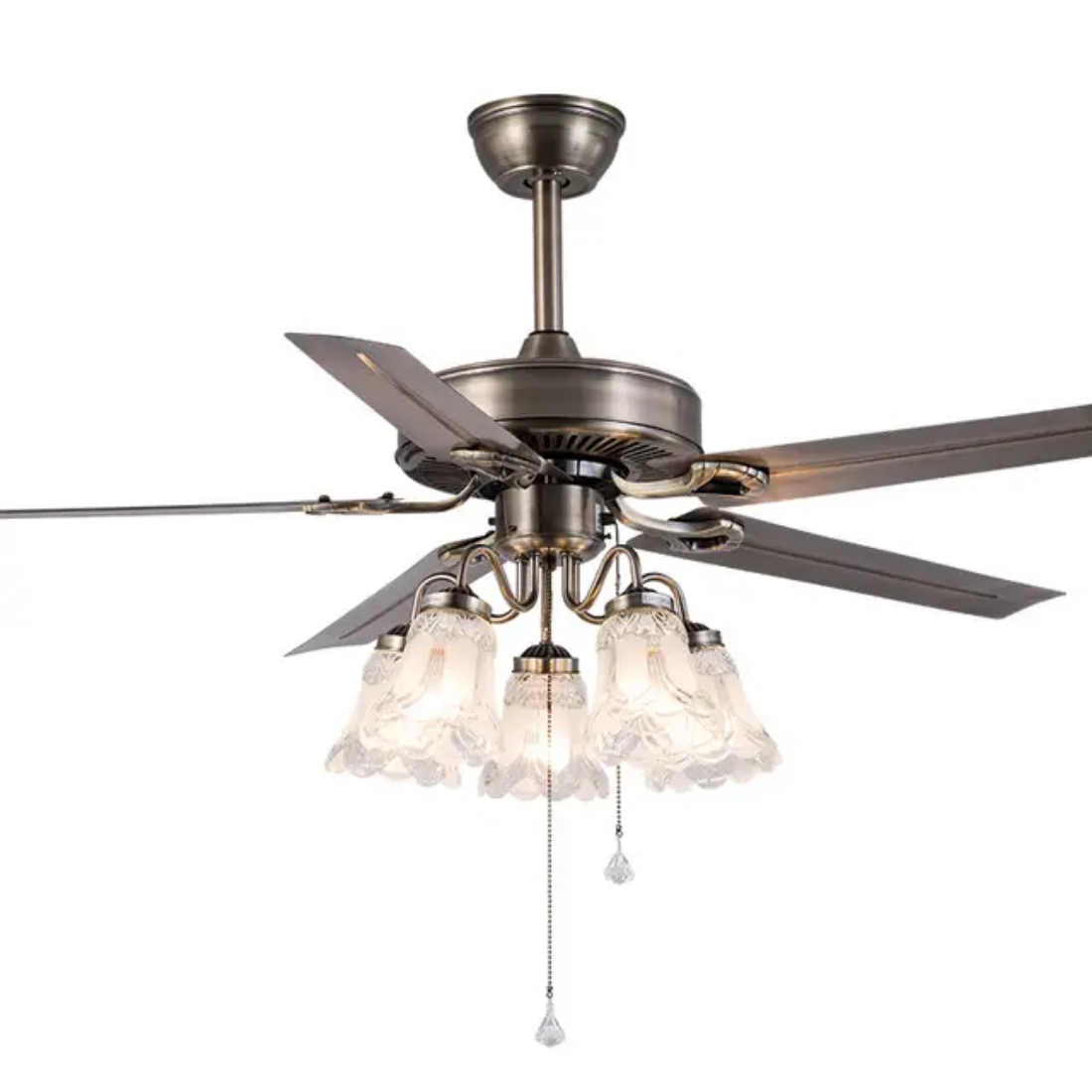 Retro flower Led Ceiling fan with light and remote control