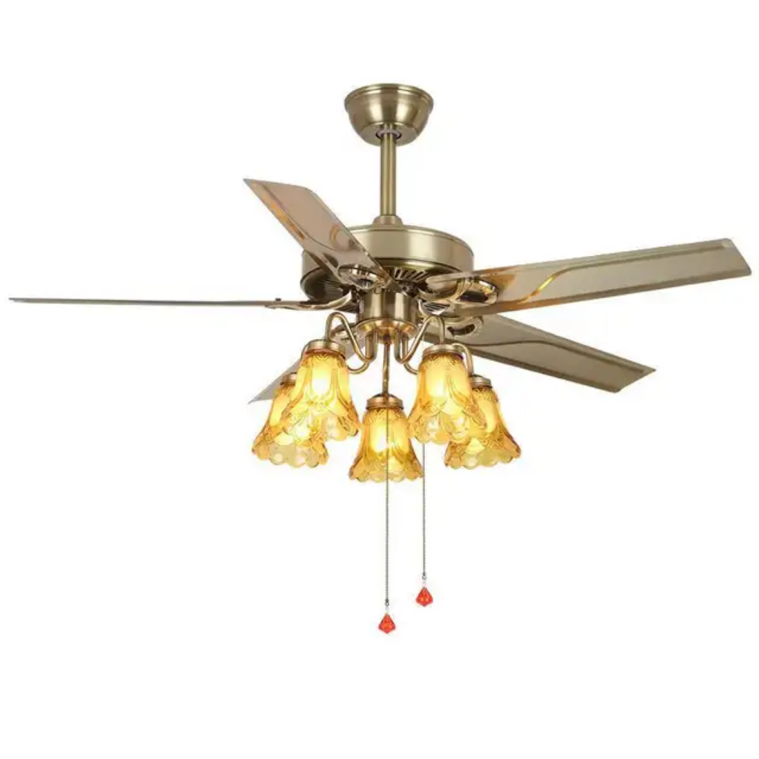 Retro flower Led Ceiling fan with light and remote control