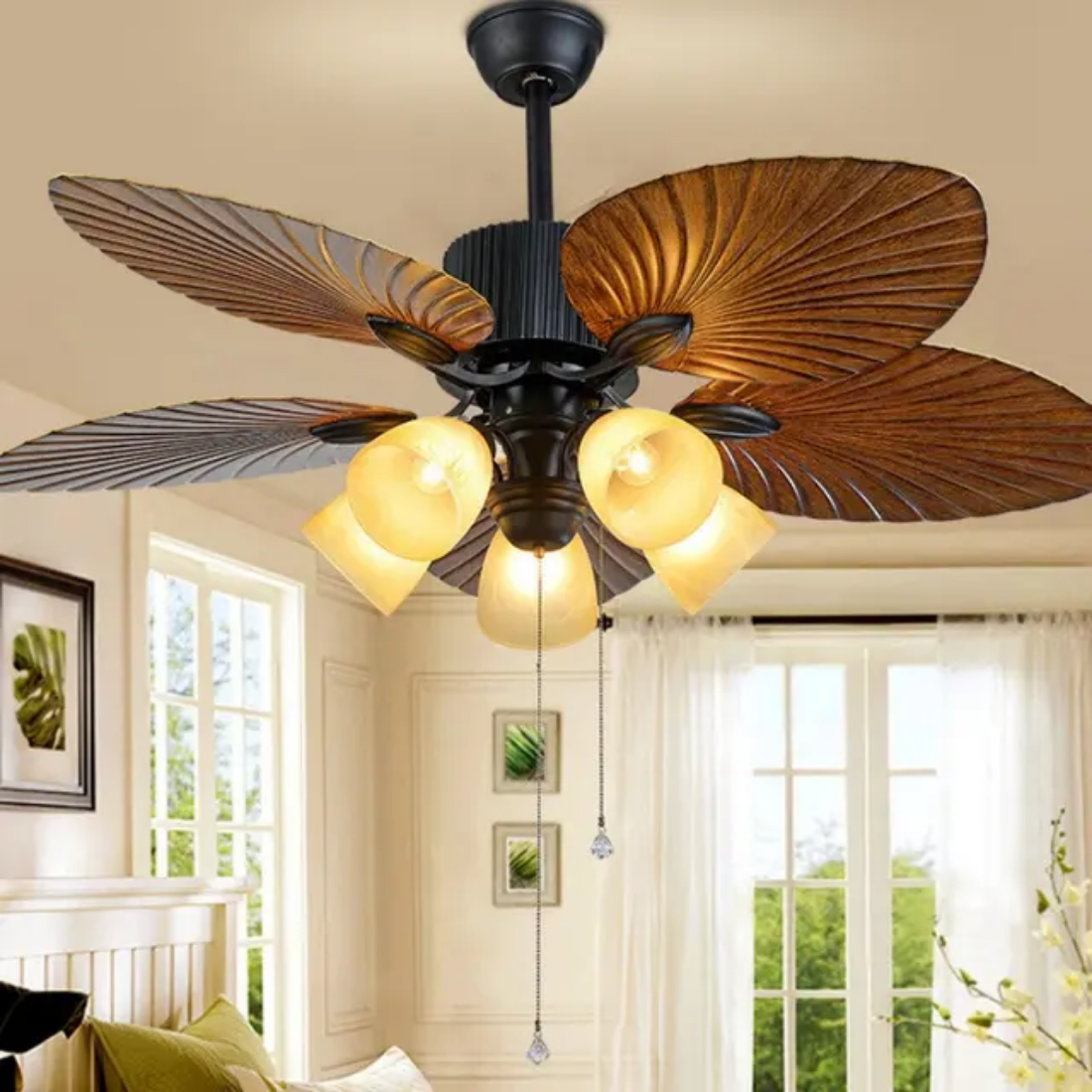 Modern retro ceiling fan With Led Light