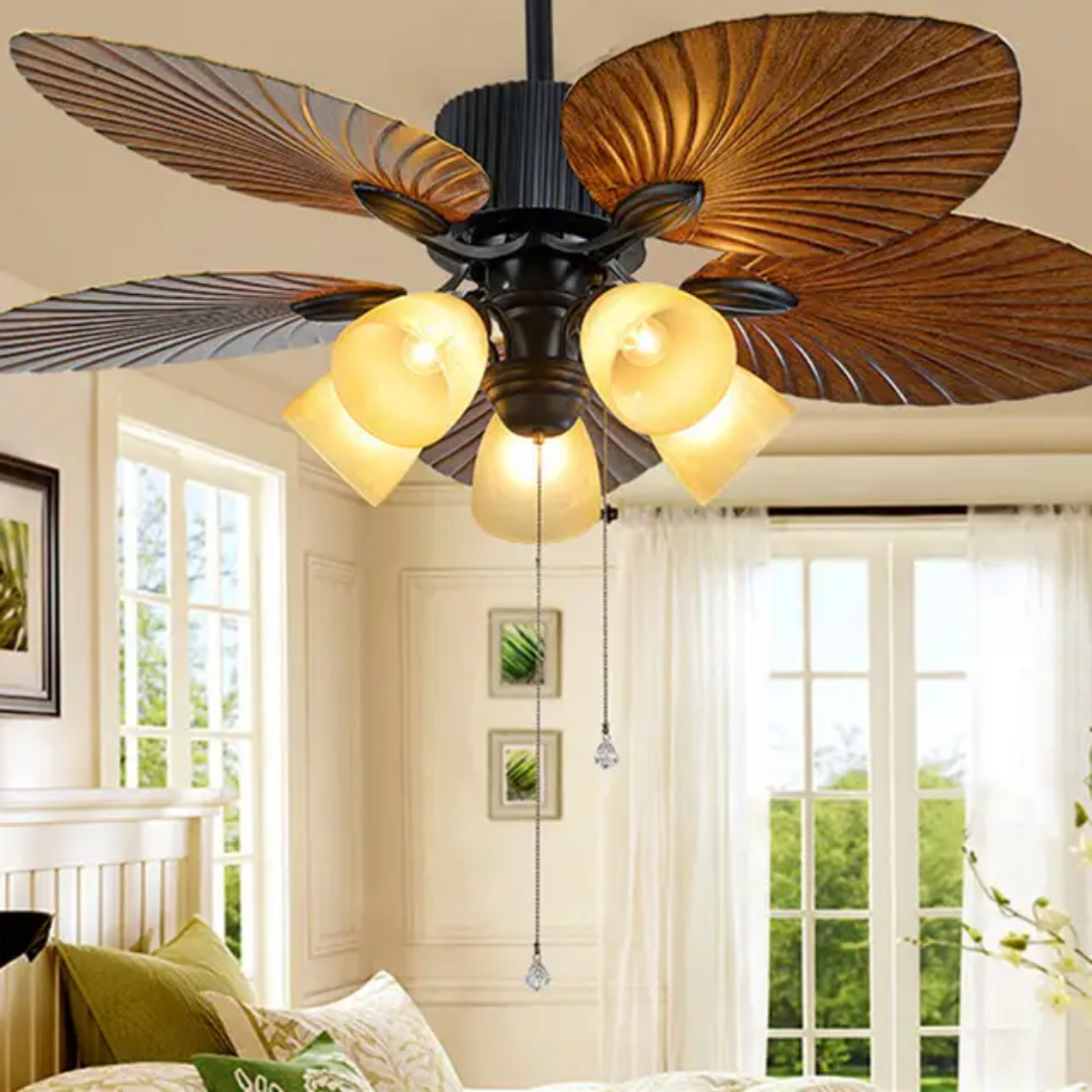 Modern retro ceiling fan With Led Light