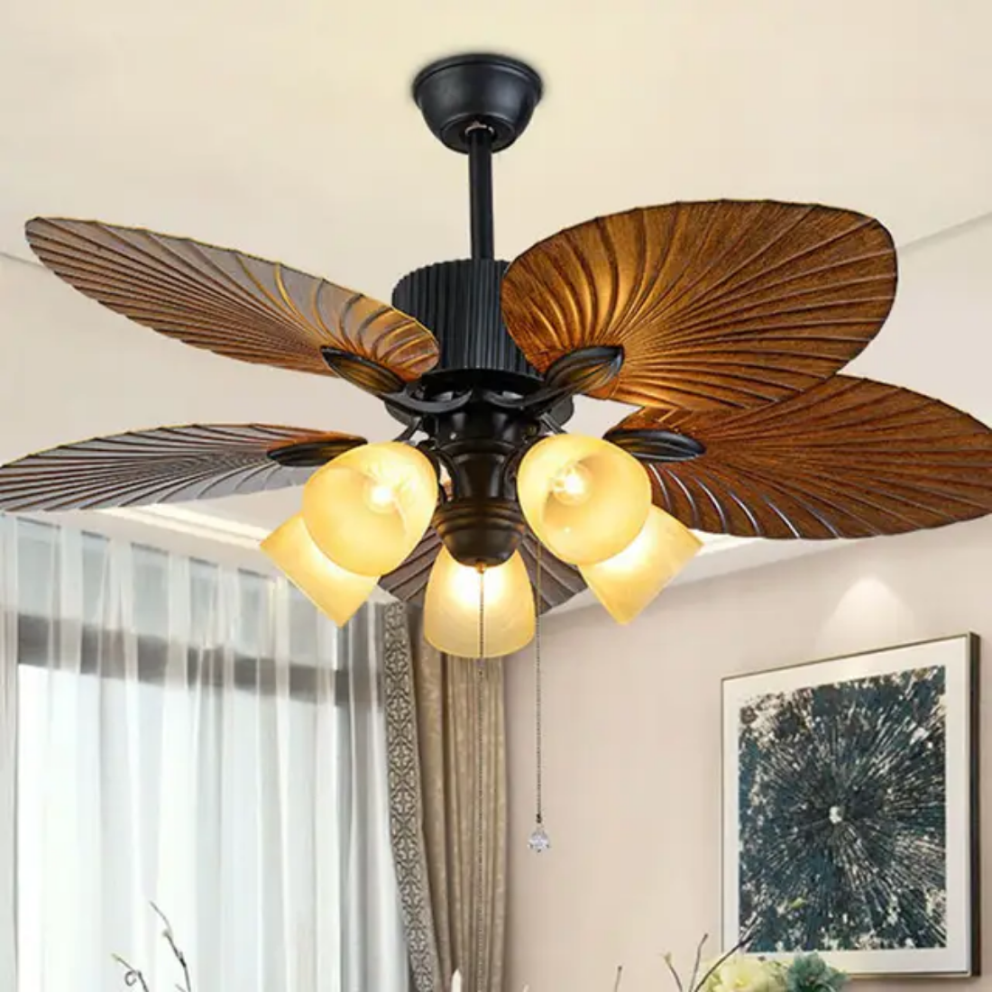 Modern retro ceiling fan With Led Light