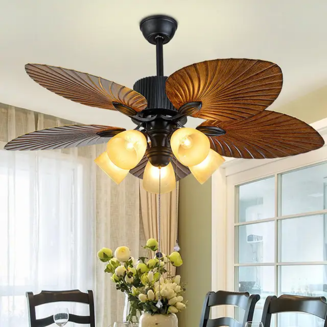 Modern retro ceiling fan With Led Light