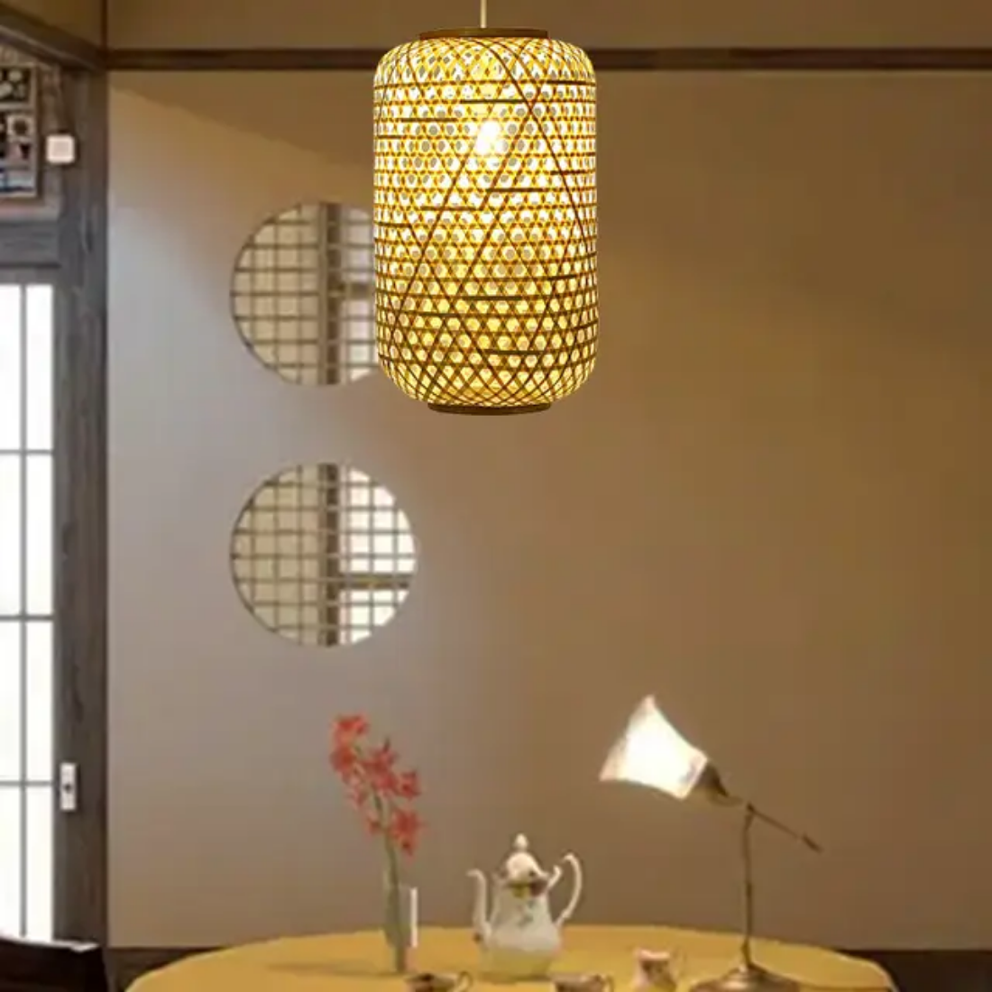 Wicker woven lampshade rattan pendant light