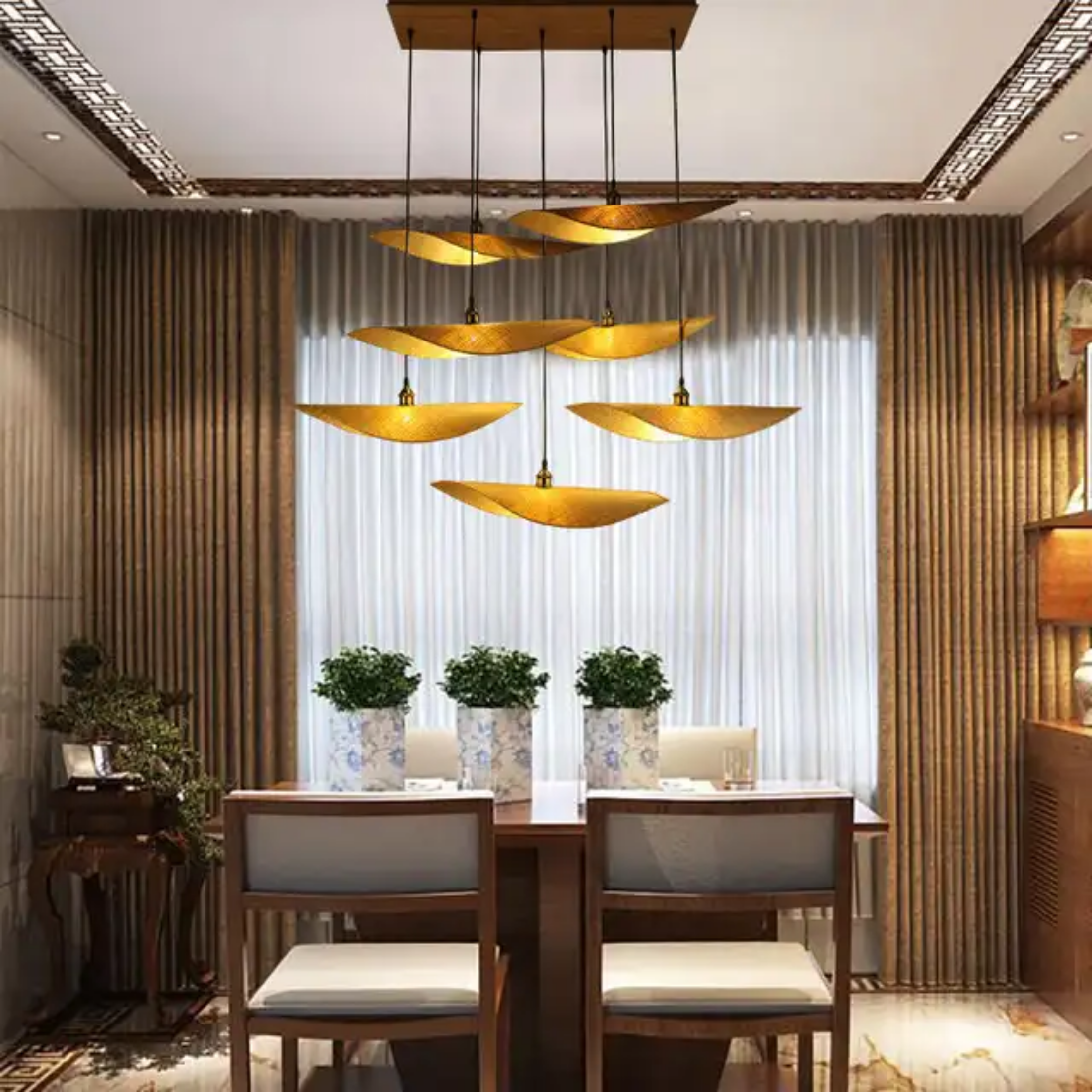 Wicker bamboo lampshade pendant lights