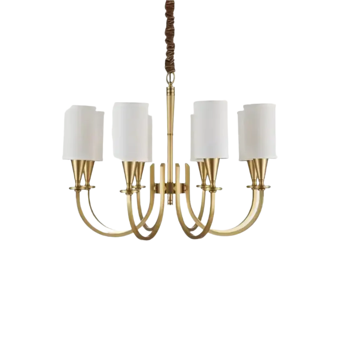 American Retro style Pendant Light Brass Copper fabric shade chandelier