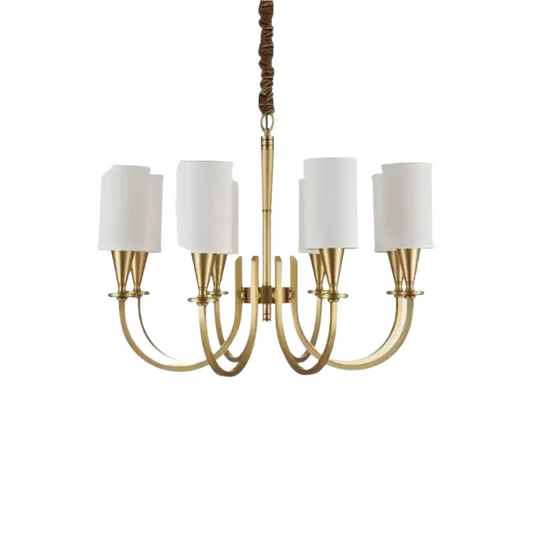 American Retro style Pendant Light Brass Copper fabric shade chandelier