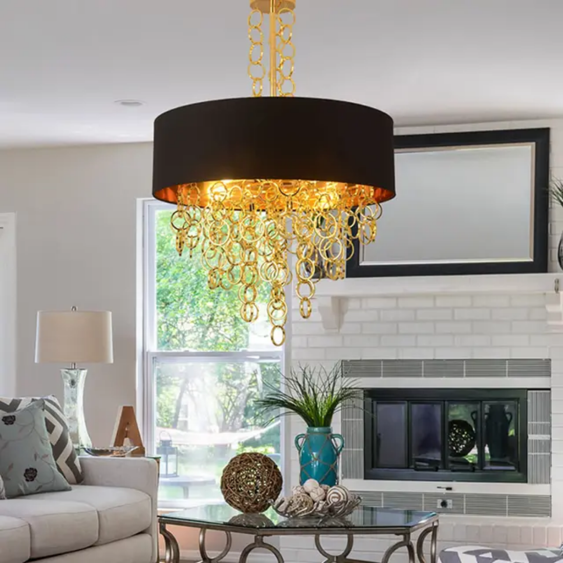 American style chandeliers fabric shade retro Pendant Lighting