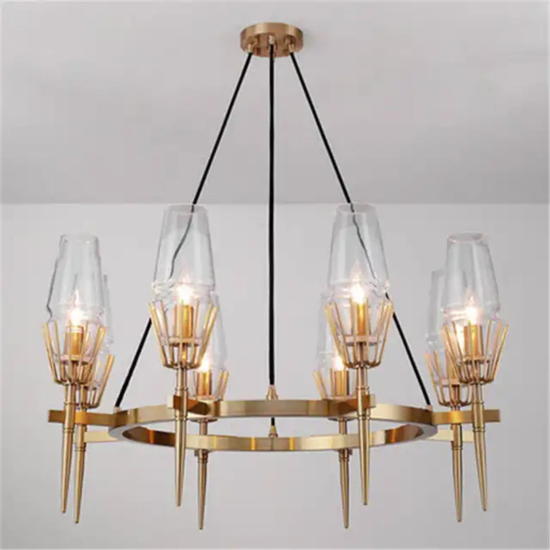 Retro Candle Shape hanging lamp industrial style iron frame Glass pendant light