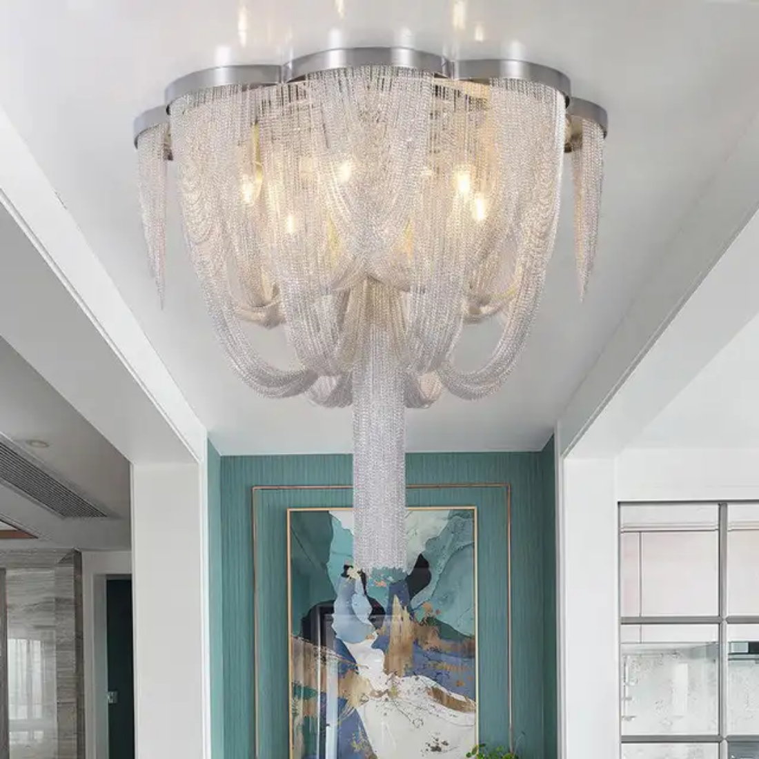 Decorative creative chain tassel pendant light fringe chandelier