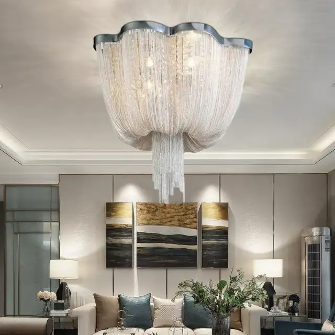 Decorative creative chain tassel pendant light fringe chandelier