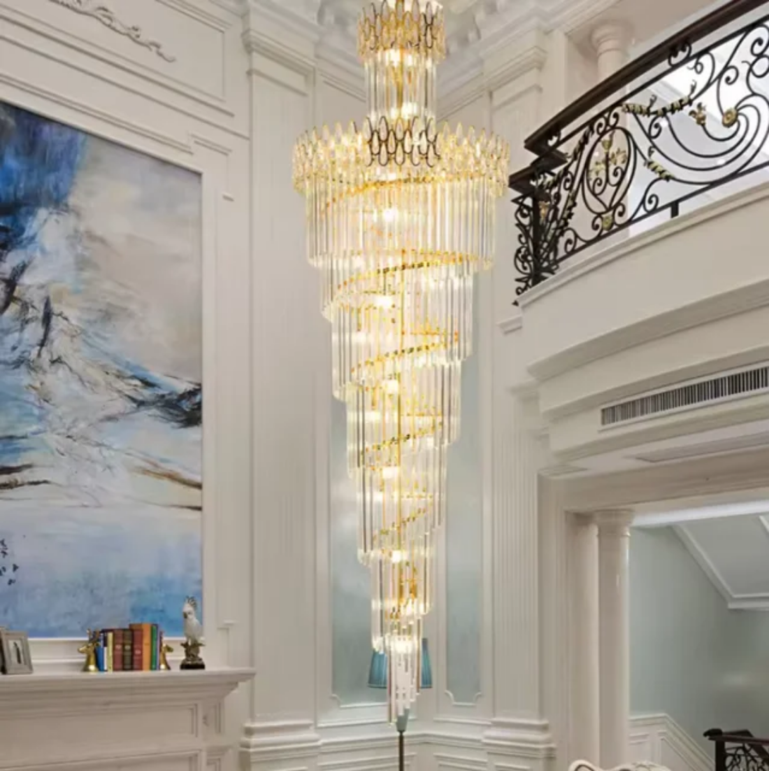 Staircase long gold pendant light