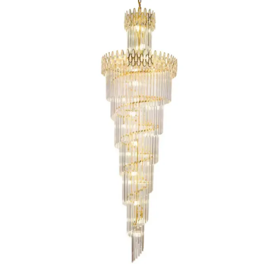 Staircase long gold pendant light