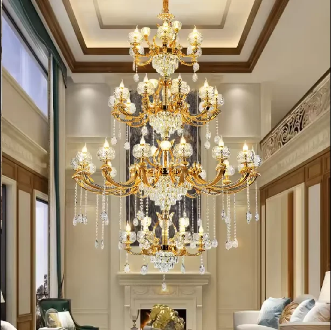 Large staircase long modern k9 crystal chandelier