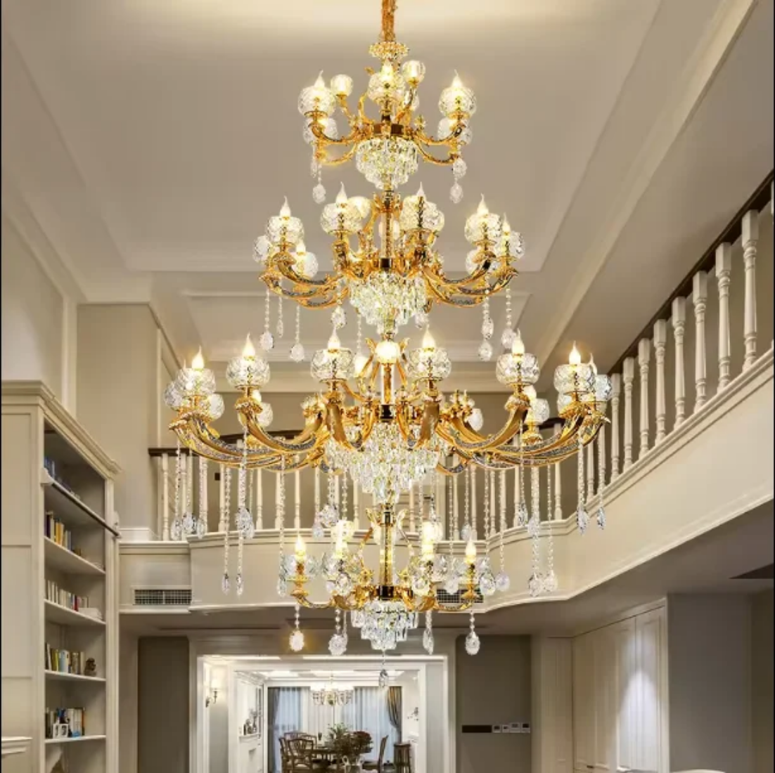 Large staircase long modern k9 crystal chandelier