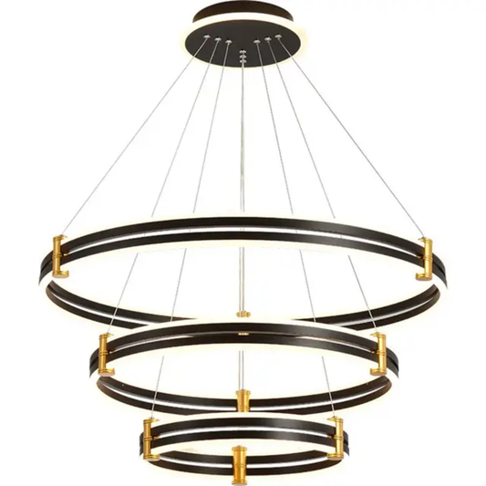 Fixture round multy ring Pendant Light Contemporary acrylic rings black finish pendant light