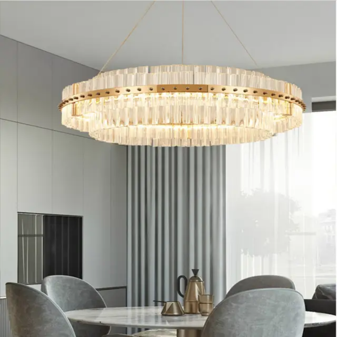 Halo circular ring led glass pendant light