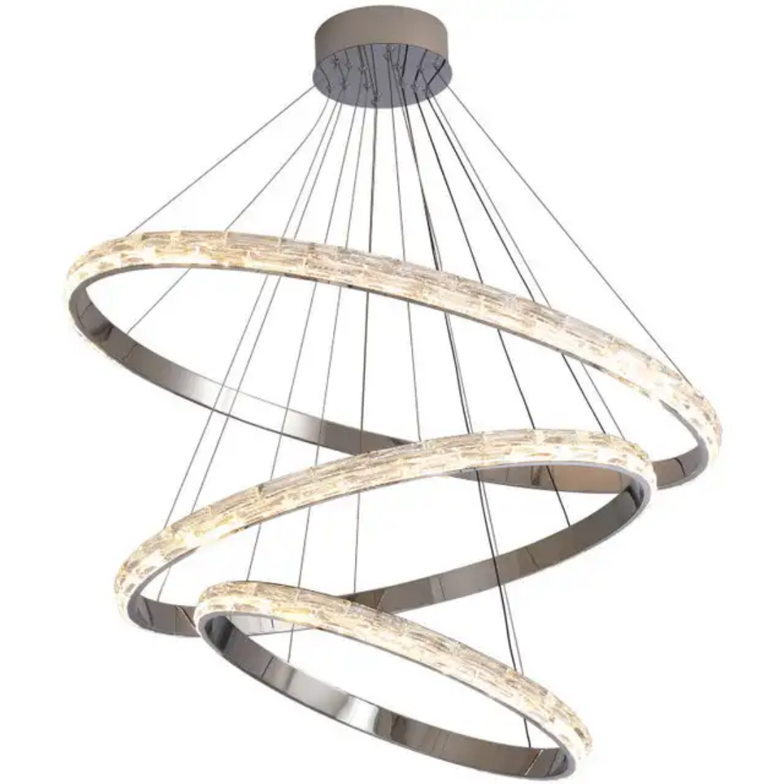 Round shape chandelier lighting stainless steel rings crystal pendant light