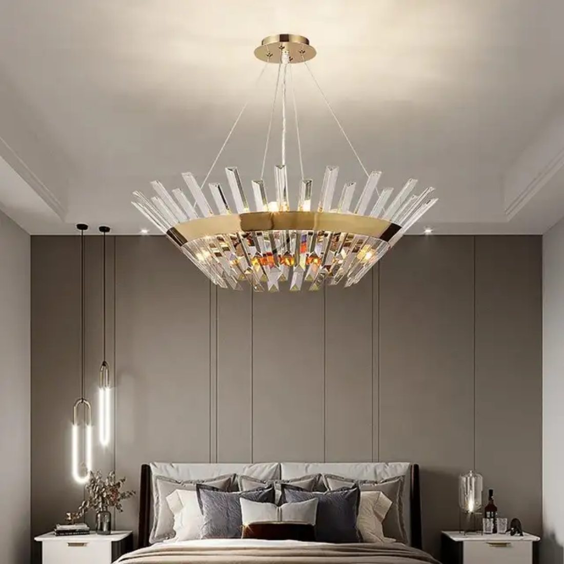 Round ring led Transparent crystal pendant light