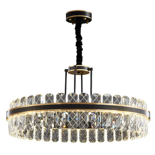 Decorative black round ring connected crystal dimmer pendant light