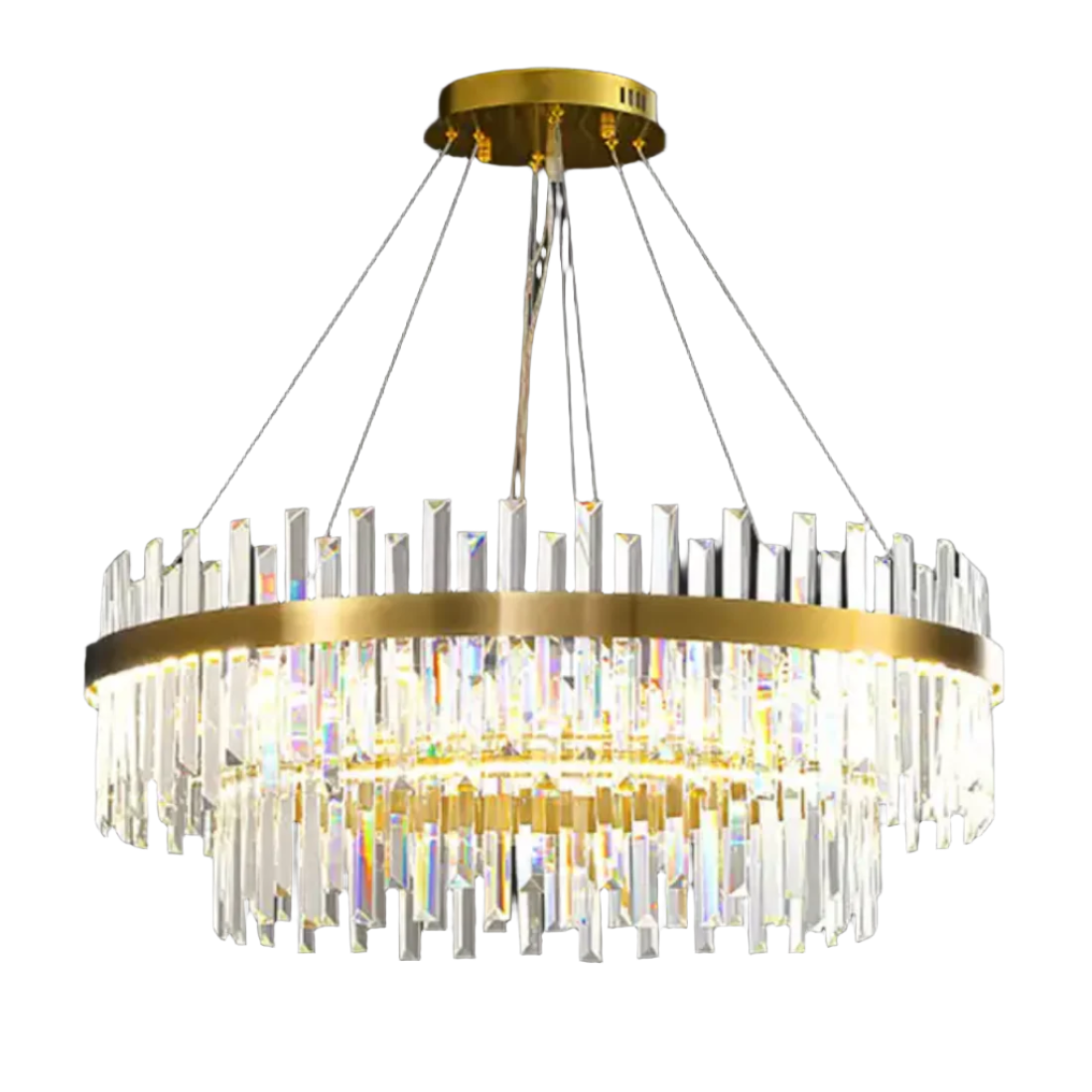 European Decoration gold rectangle round crystal clear glass pendant light