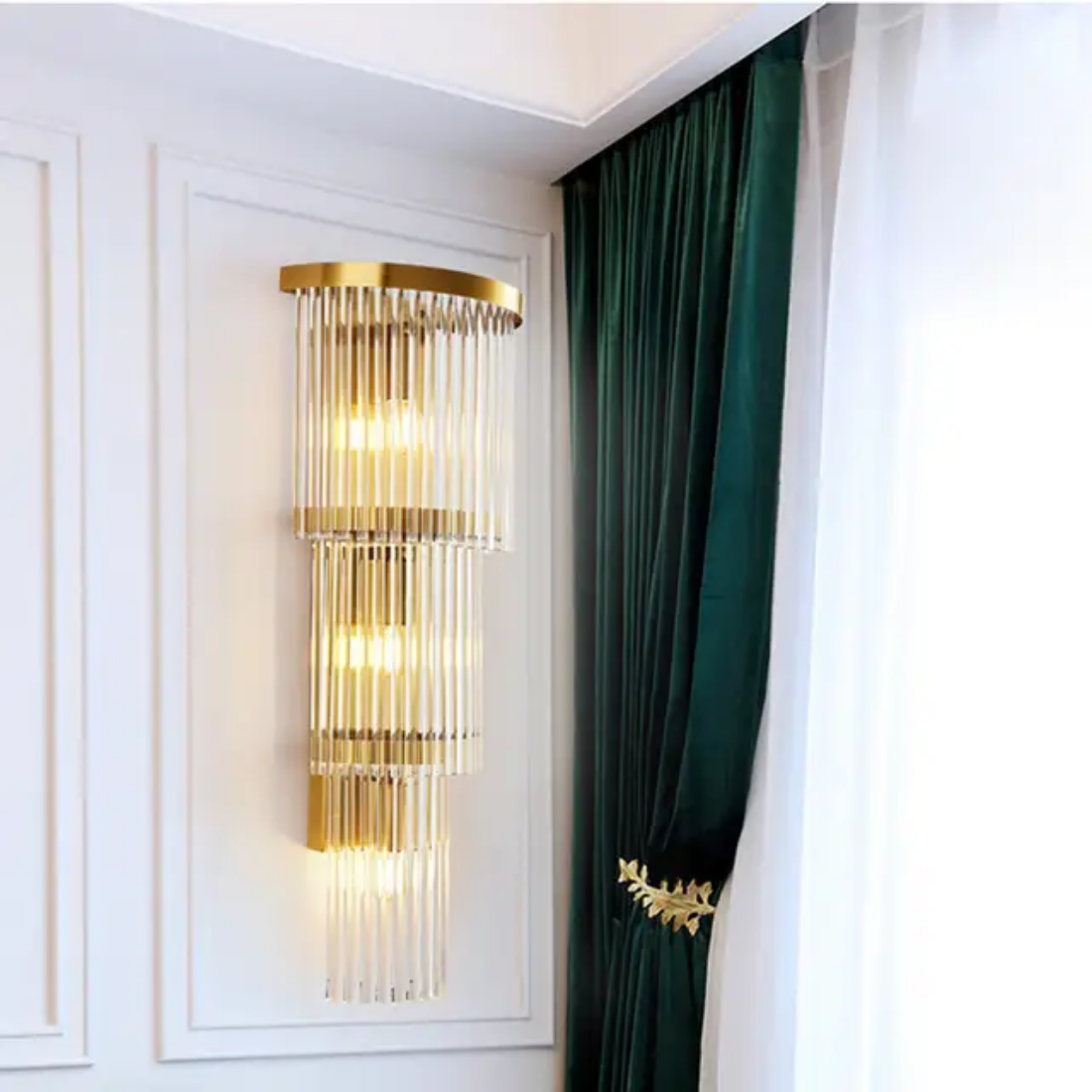 Nordic modern golden sconces lights led glass shade wall lamp