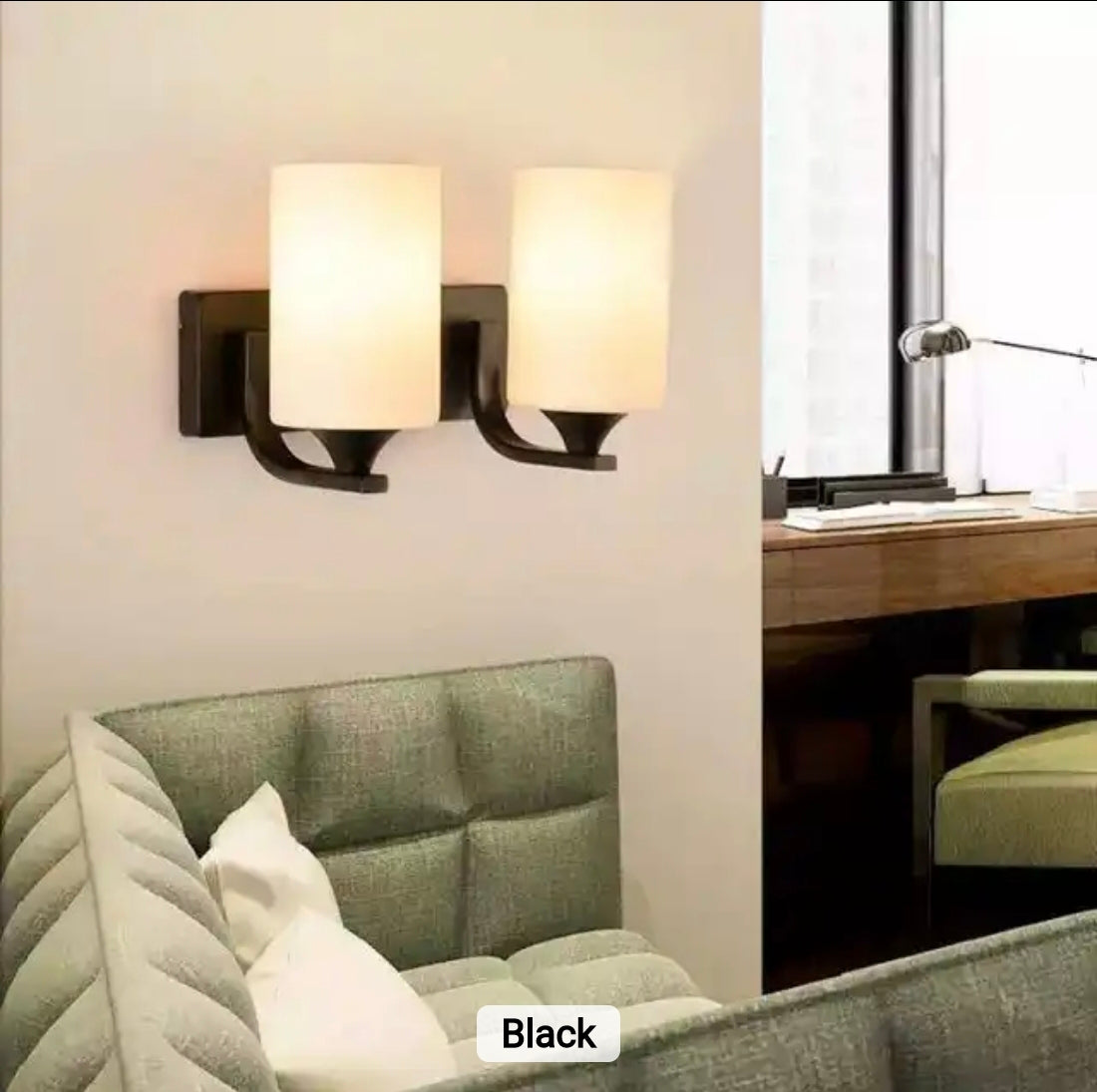 Glass shade 2 light wall lamp